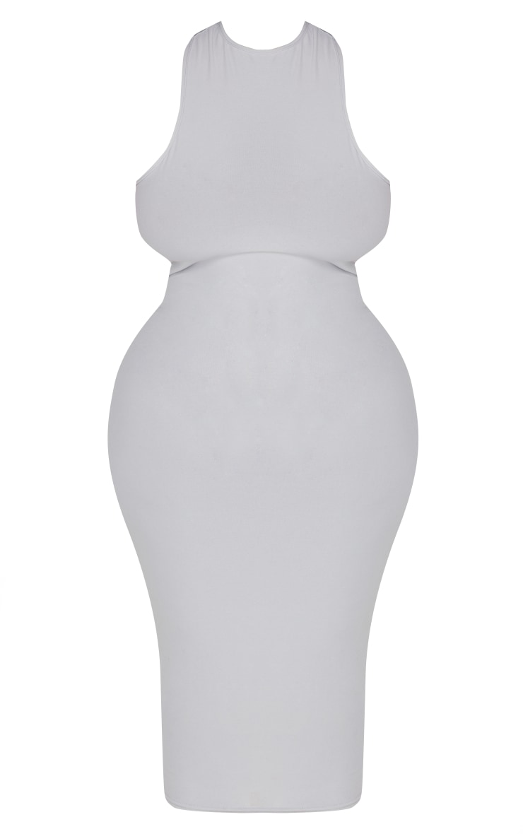 Plus Grey Soft Touch Racer Neck Bodycon Dress image 5