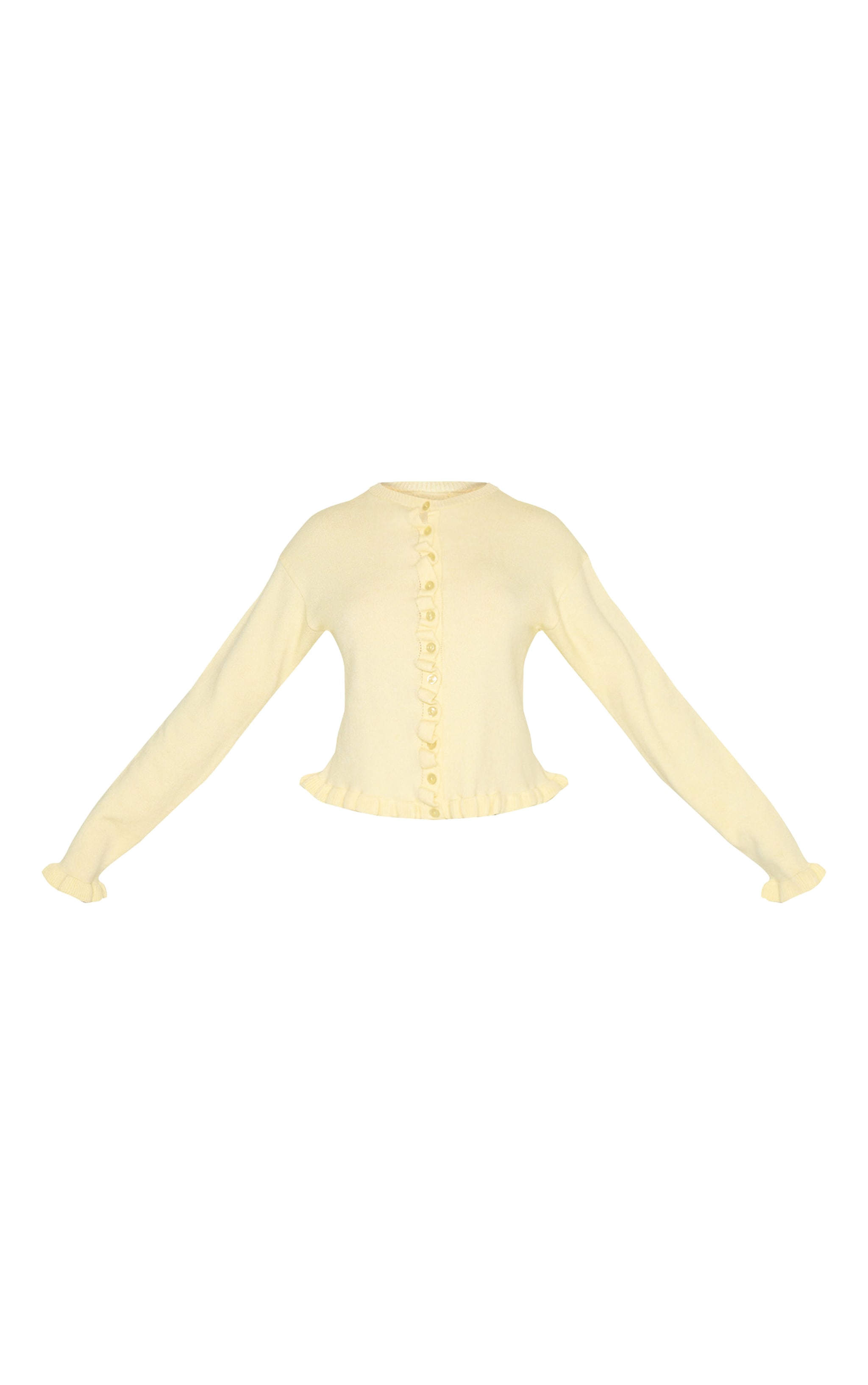 Lemon Knit Ruffle Detail Cardigan image 5