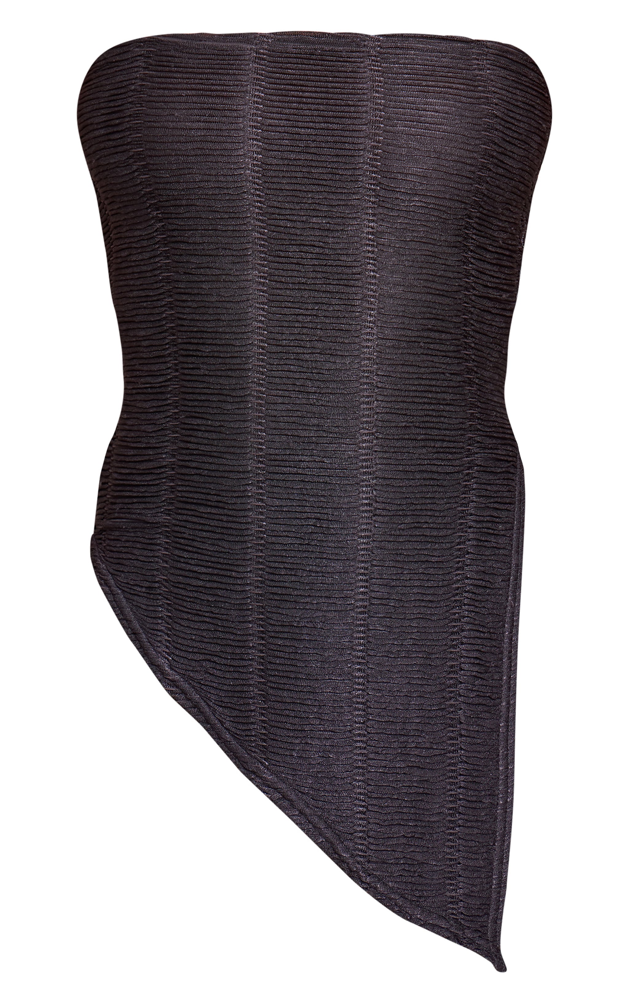 Charcoal Textured Asymmetric Hem Bandeau Top  image 5