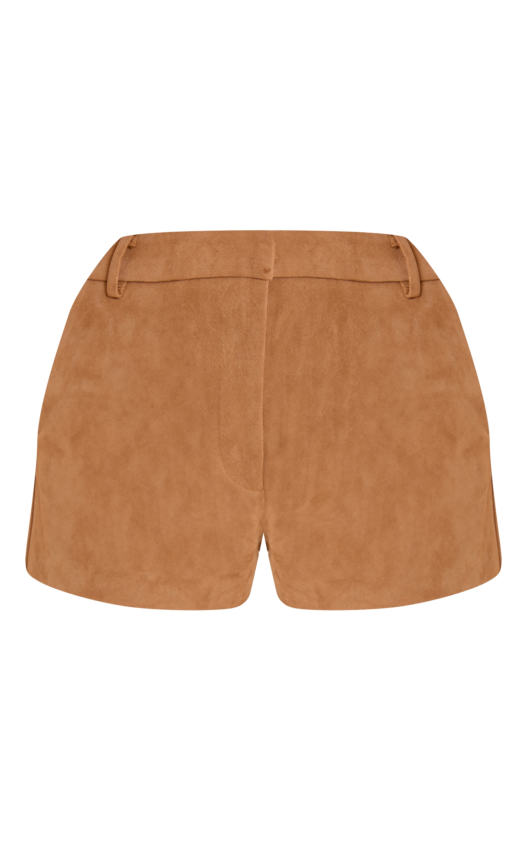 Tan Structured Faux Suede Tailored Shorts image 6