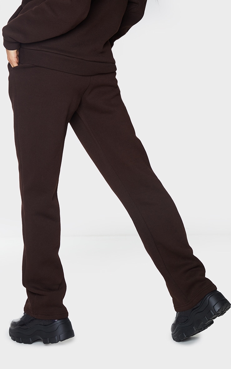 PRETTYLITTLETHING Chocolate Badge Detailed Straight Leg Sweatpants image 3