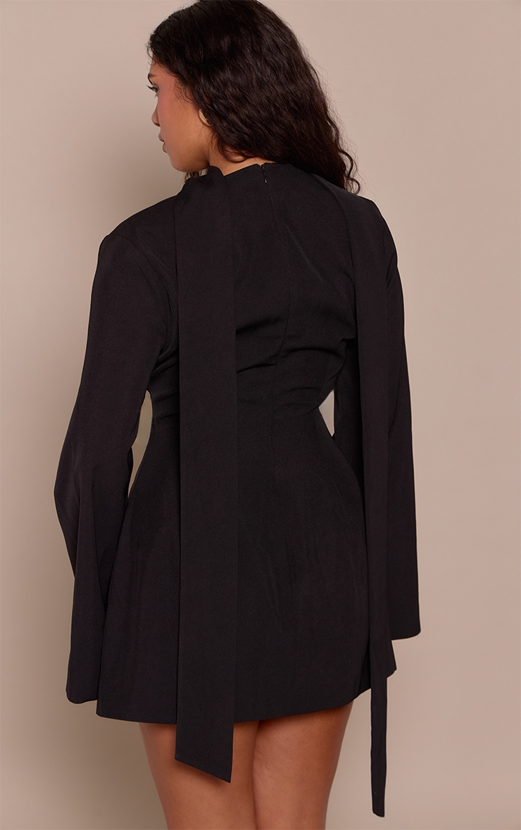 Shape Black Blazer Dress With Scarf Detail image 2