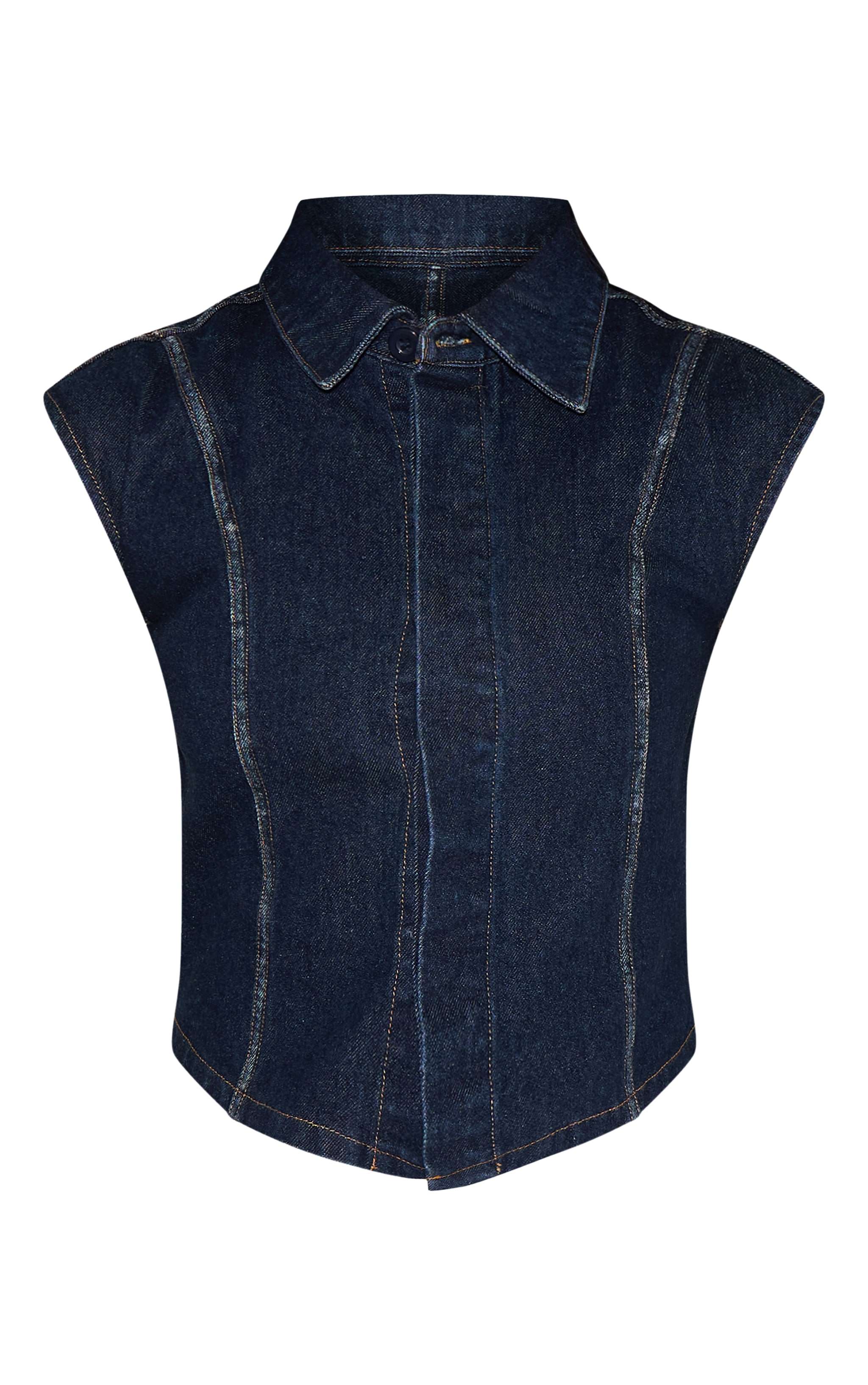 Indigo Sleeveless Cinched Denim Waistcoat image 5
