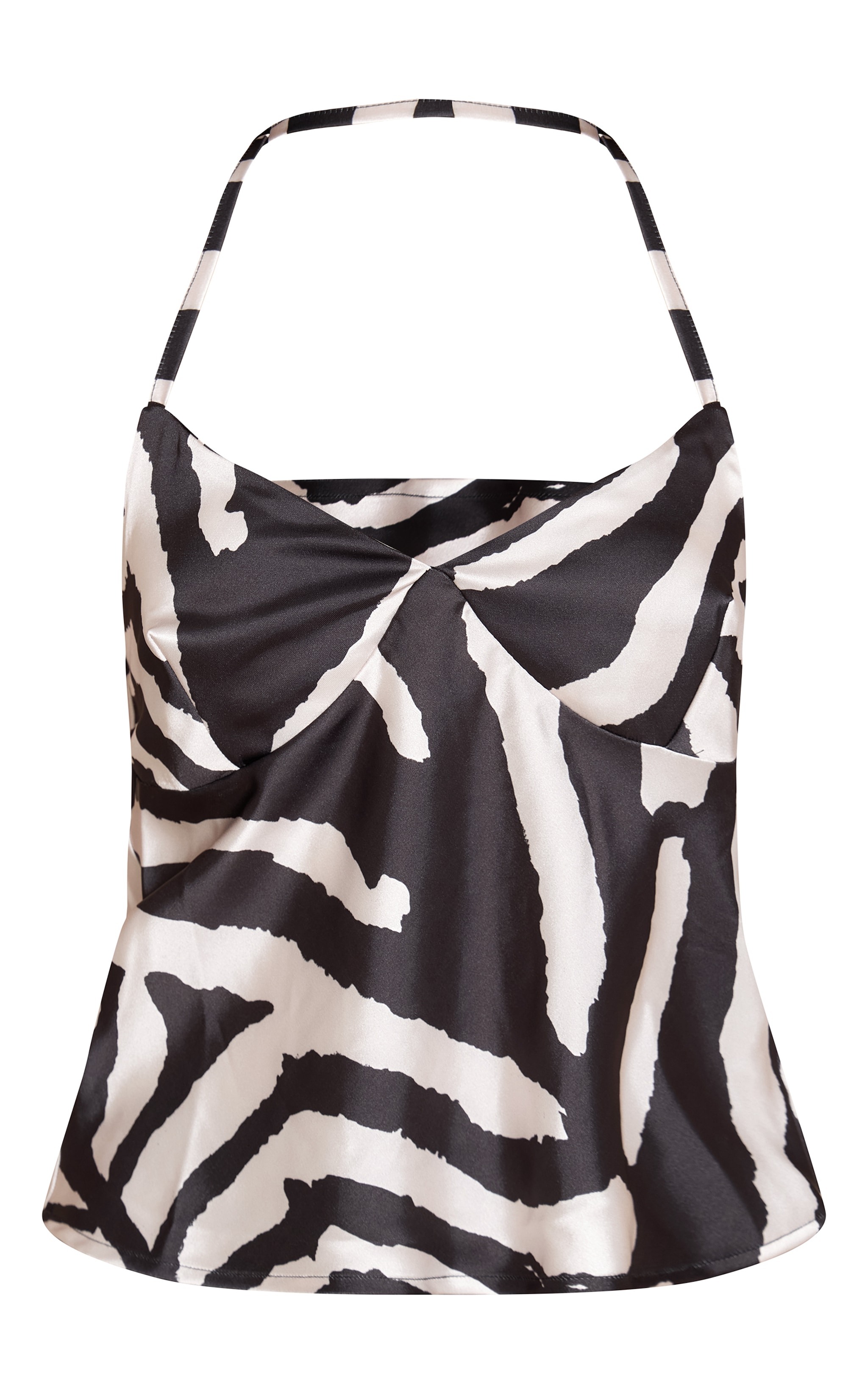Black Zebra Print Satin Halter Neck Top image 5