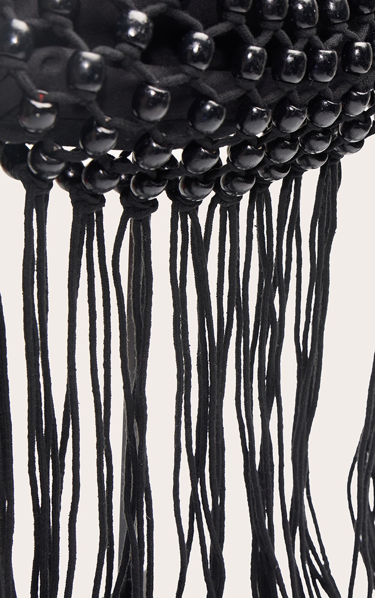 Black Beaded Weave Bucket Bag image 4
