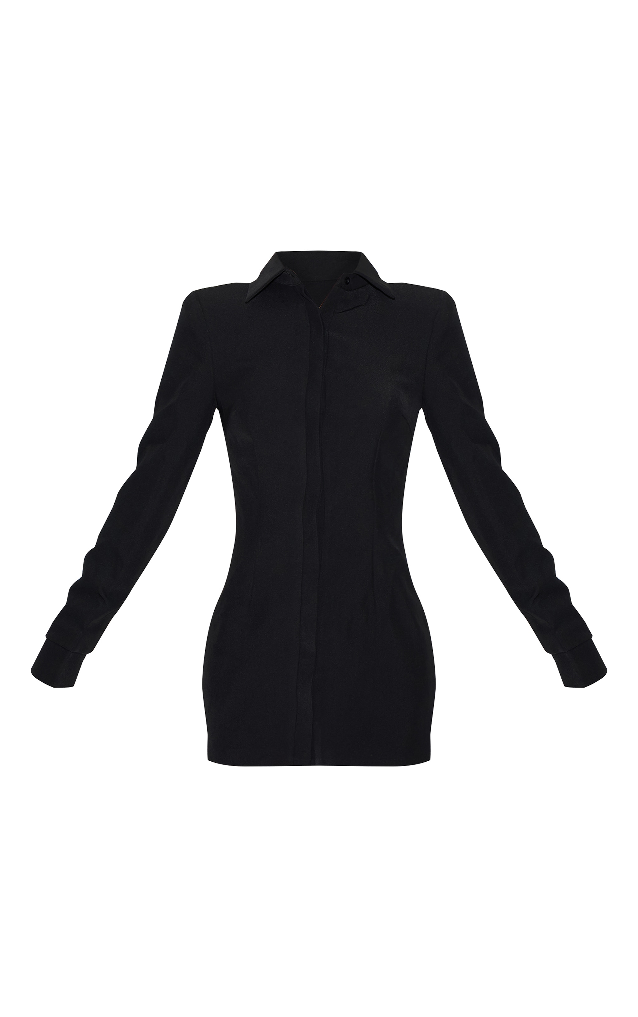 Black Woven Button Up Blazer Dress image 5
