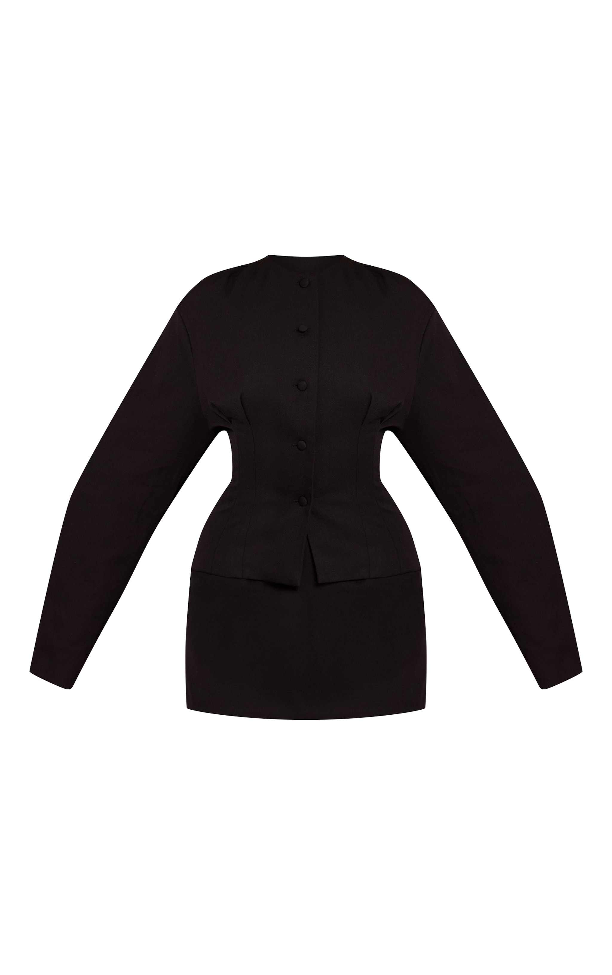 Black Woven Balloon Sleeve Skort Romper image 5