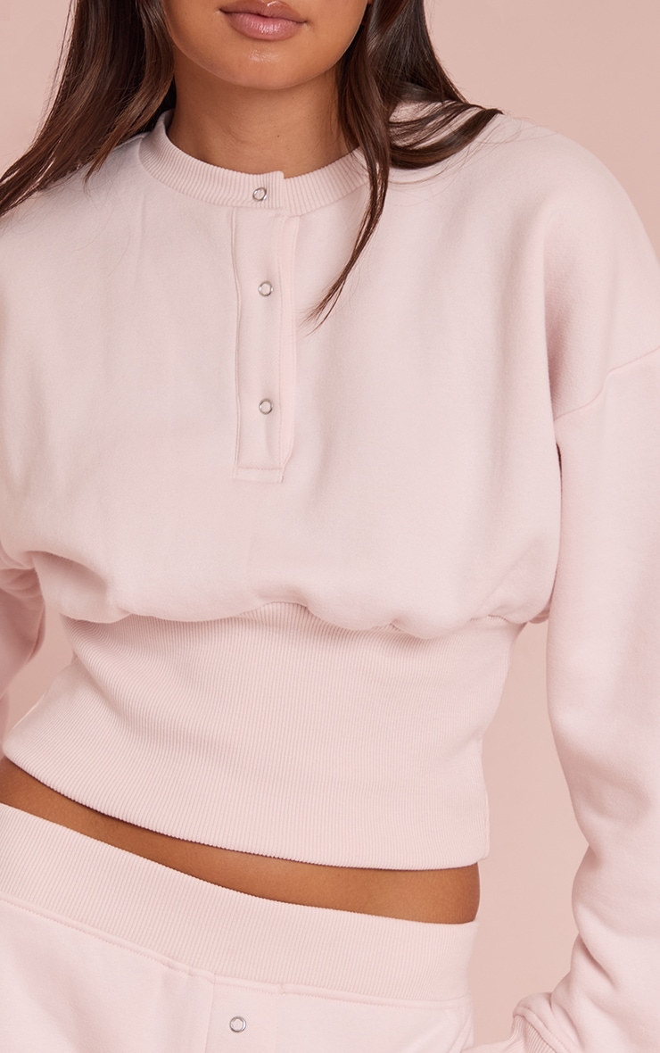Baby Pink Button Up Cinched Sweatshirt image 4