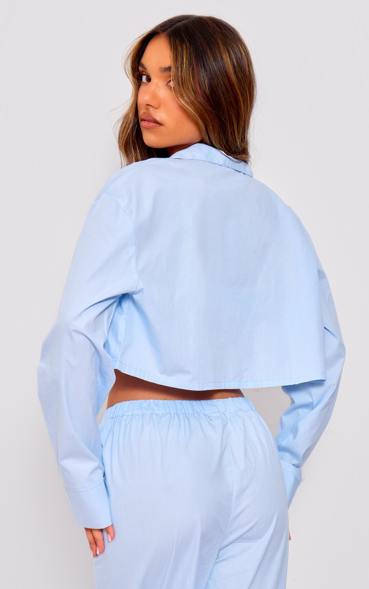 Baby Blue Cotton Poplin Trouser Pj Set image 2