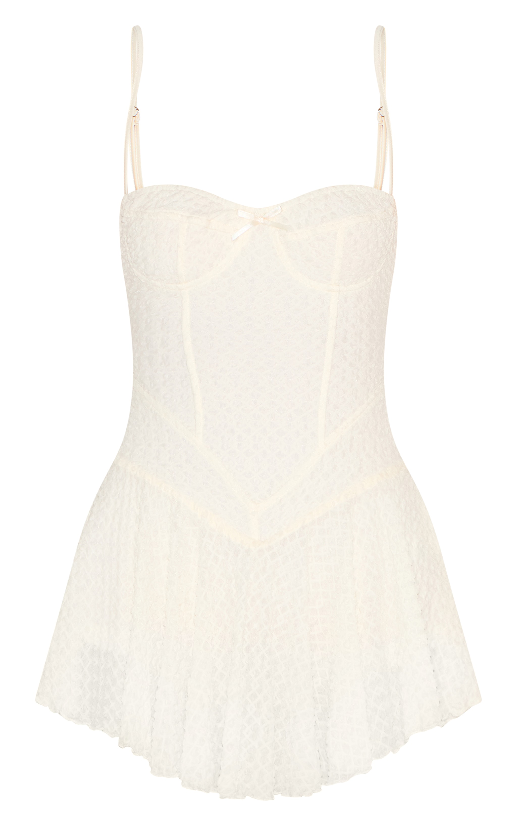 Cream Textured Lace Strappy Skort Floaty Romper image 5
