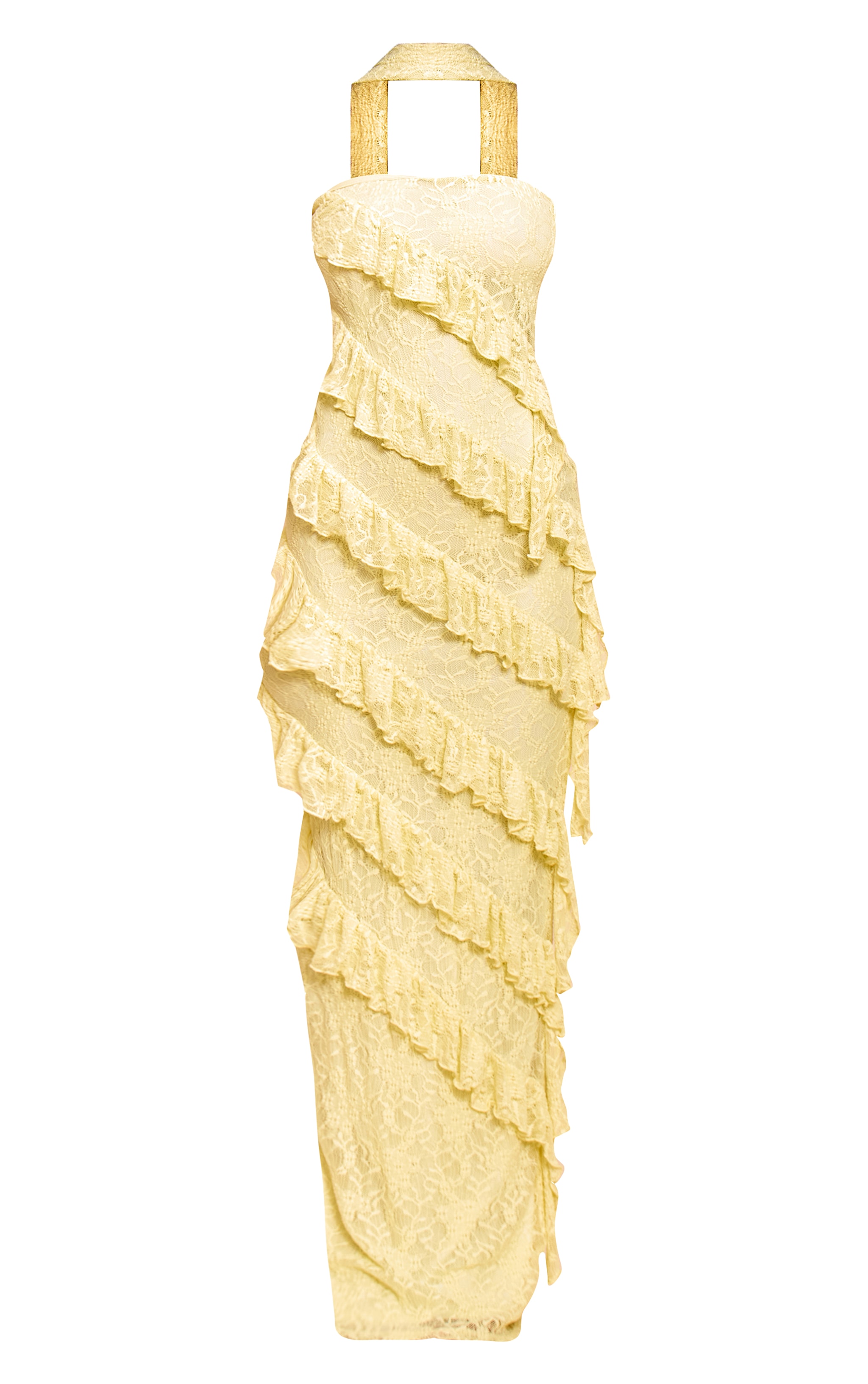 Petite Lemon Scarf Detail Frill Lace Maxi Dress image 5