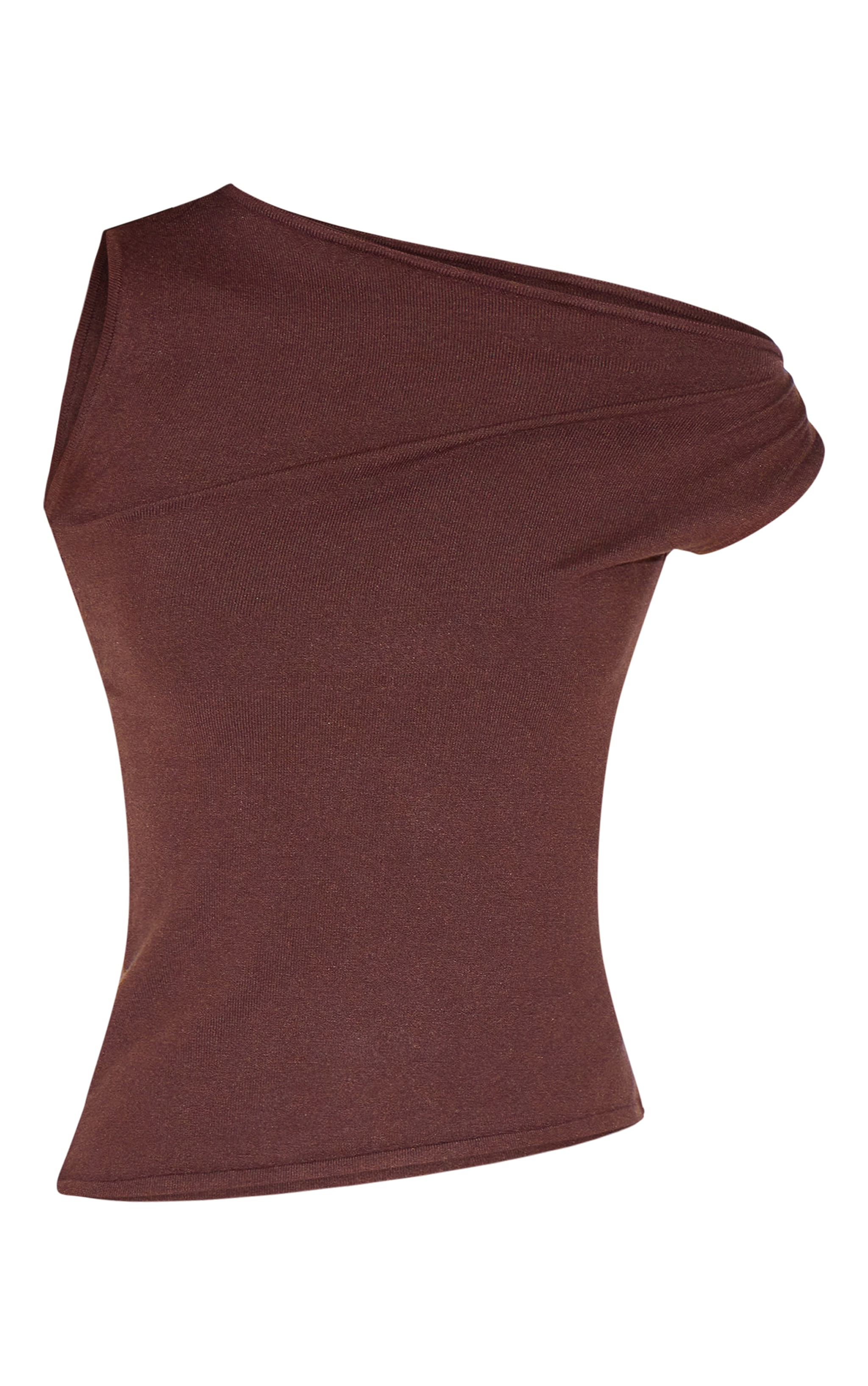 Chocolate Basic Knit Asymmetric Twist Sleeve Vest Top image 5