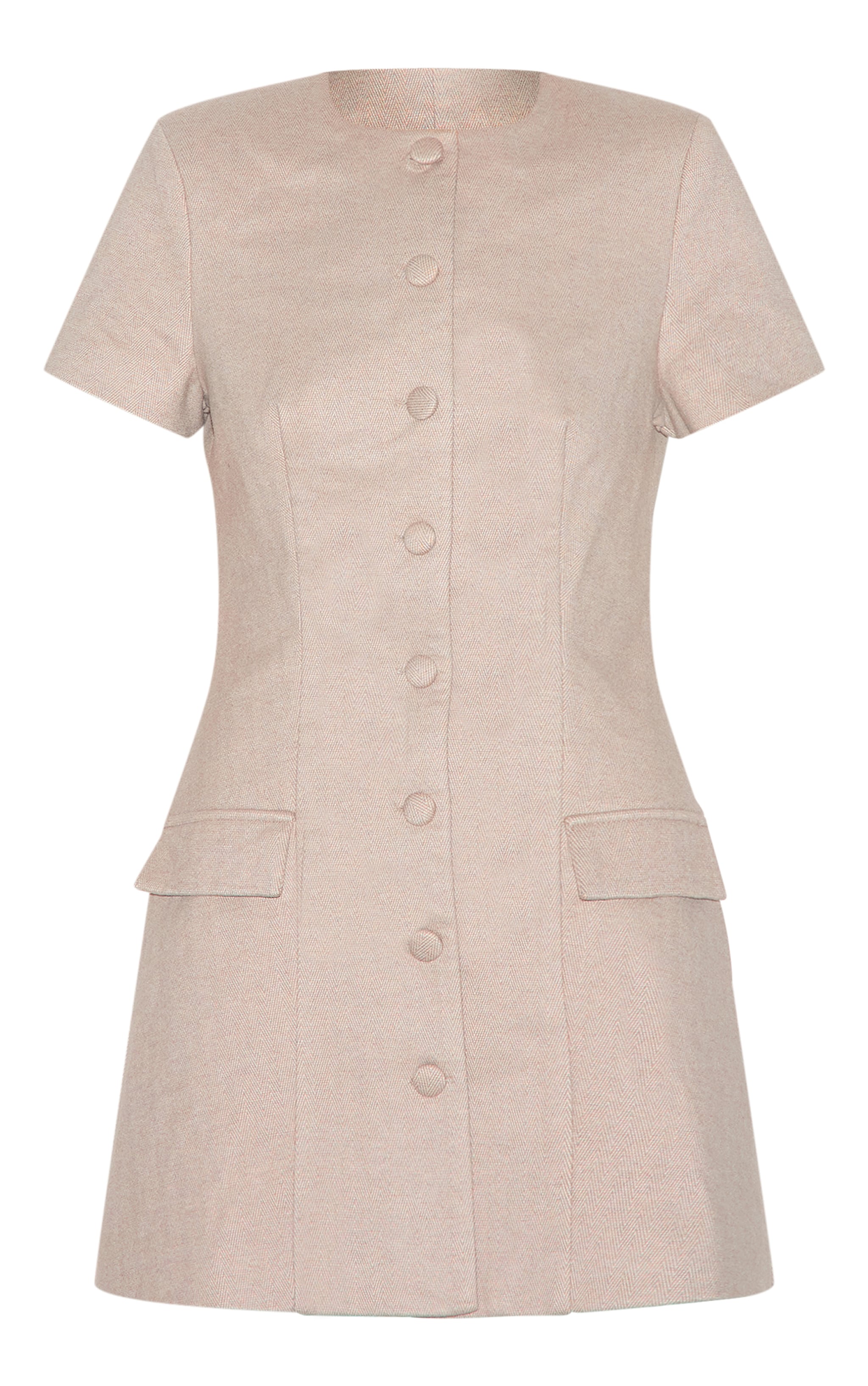 Mini robe de tailleur gris champignon à chevrons et manches courtes image 5