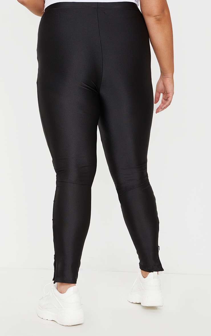 Plus Black Zip Hem Disco Leggings Plus Size PrettyLittleThing CA