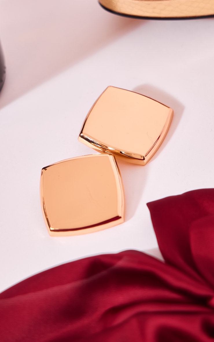  Gold Oversized Square Statement Earrings image 2