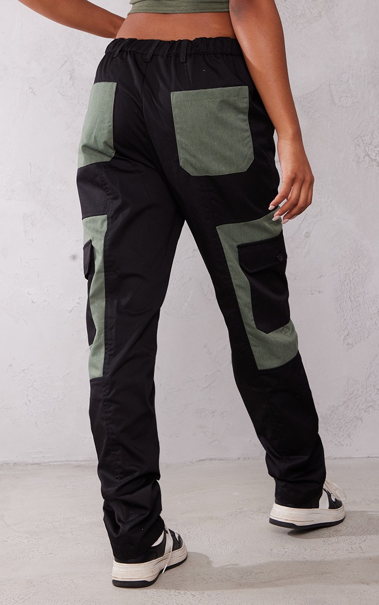 Black Patch Pocket Detail High Waist Cargo's image 3