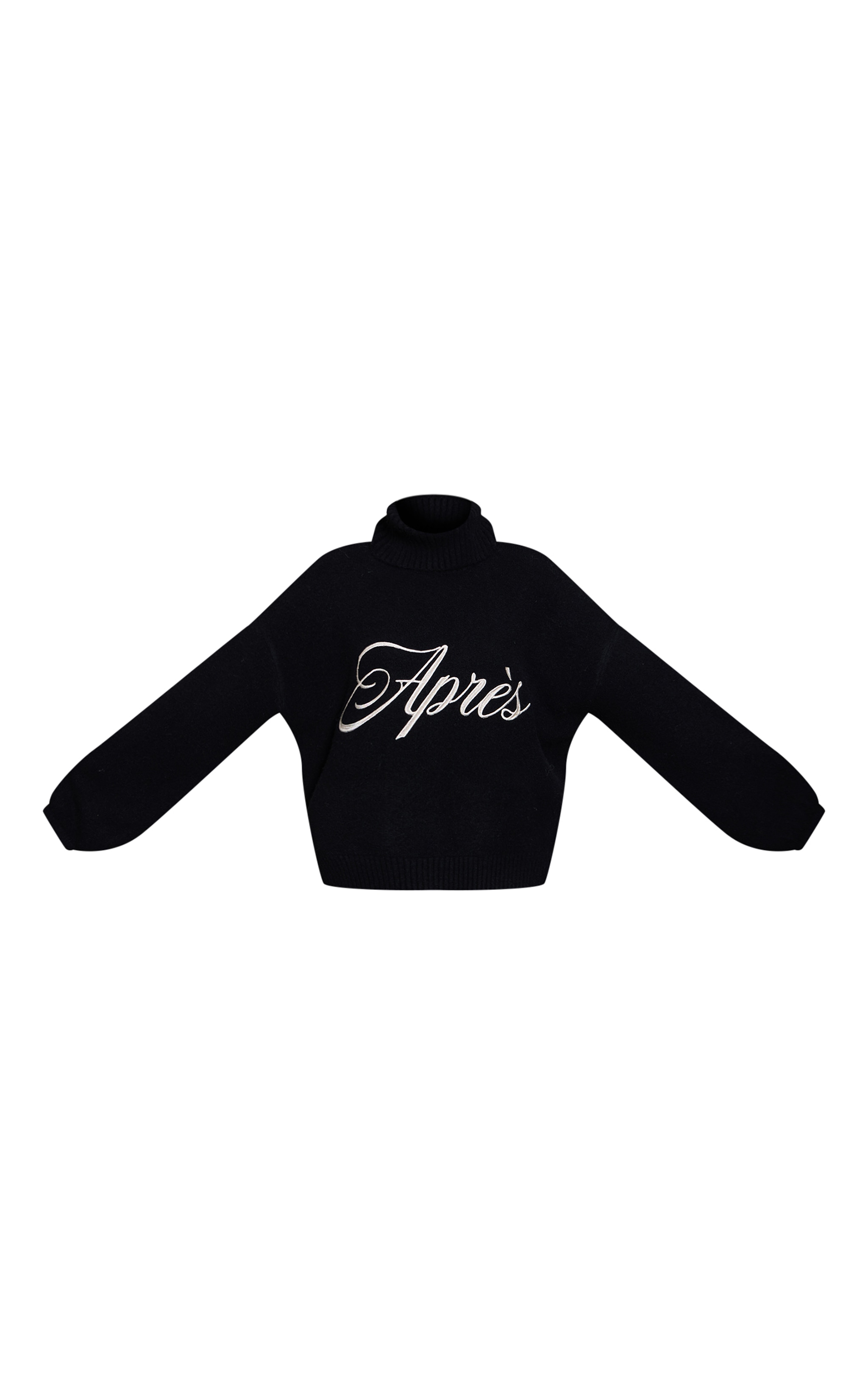 Black Apres Slogan Roll Neck Knitted Jumper image 5
