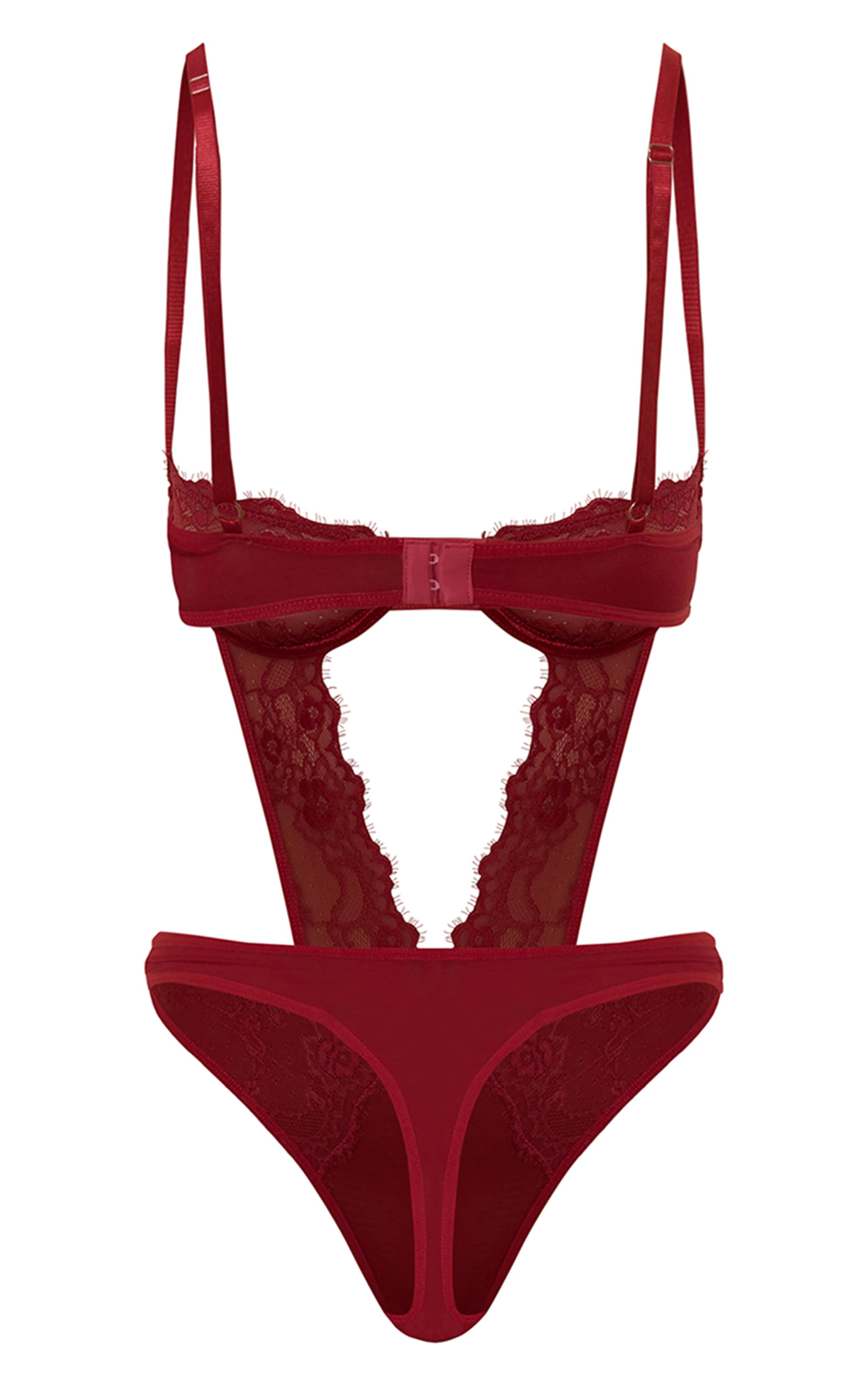 Red Bra Cut Out Detail Bodysuit  image 7