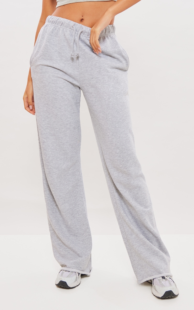 Tall Grey Marl Basic Raw Hem Track Pants image 2