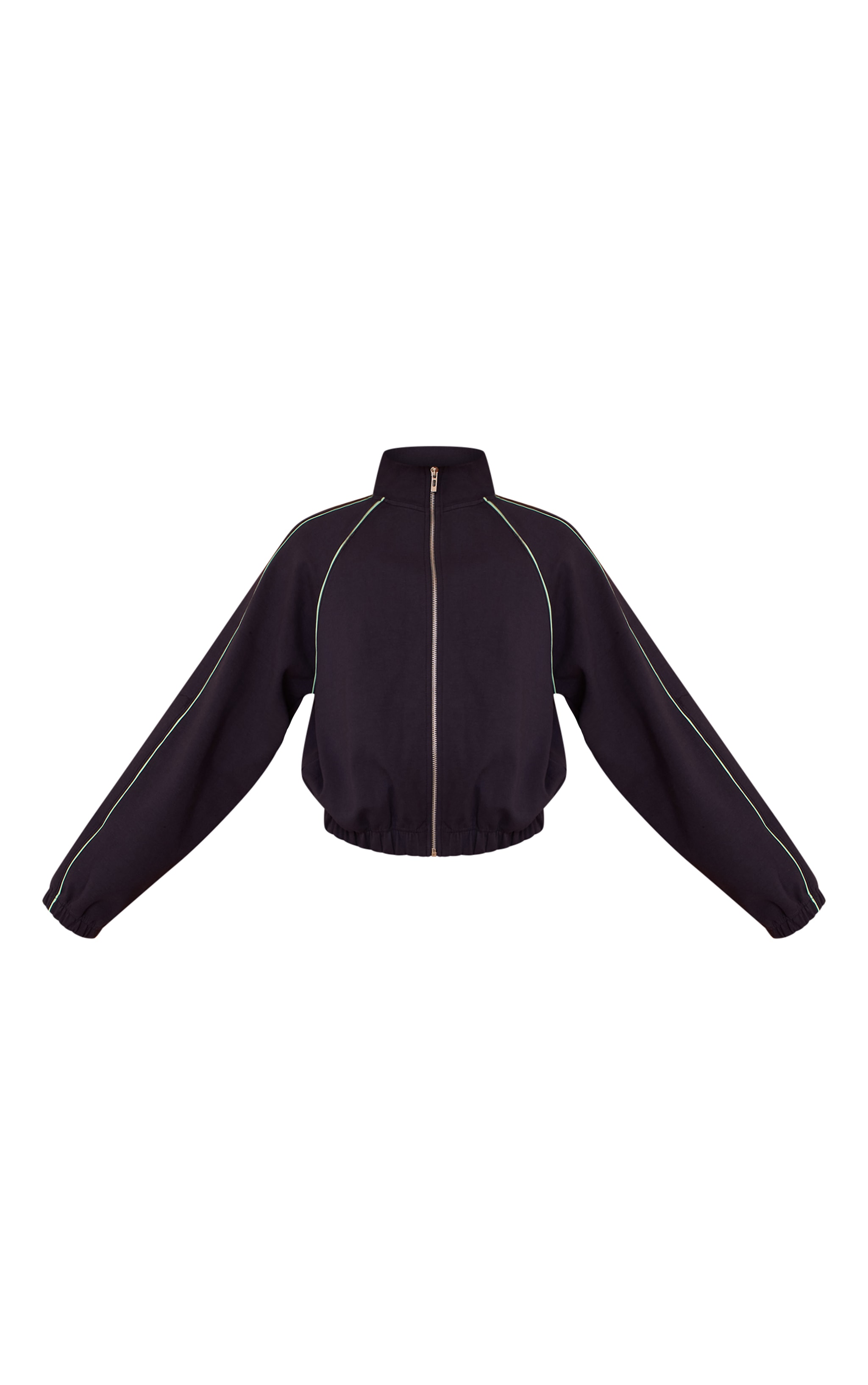 Navy Interlock Contrast Piping Bomber Sweatshirt image 5
