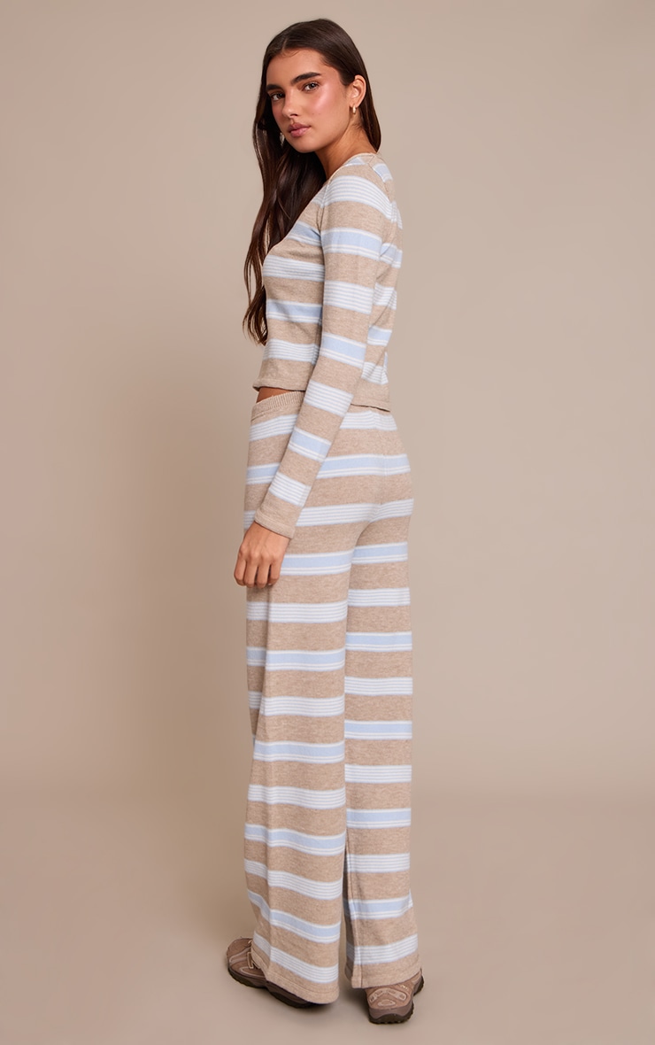 Taupe Striped Wide Leg Pant image 3