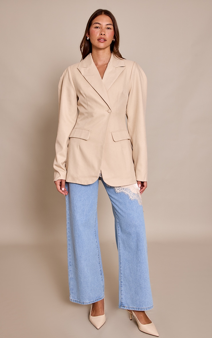 Blazer très oversize gris pierre à épaules tombantes image 3