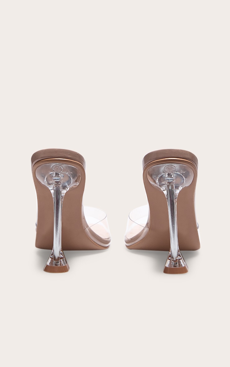 Nude Clear Heel Mule Sandals image 3