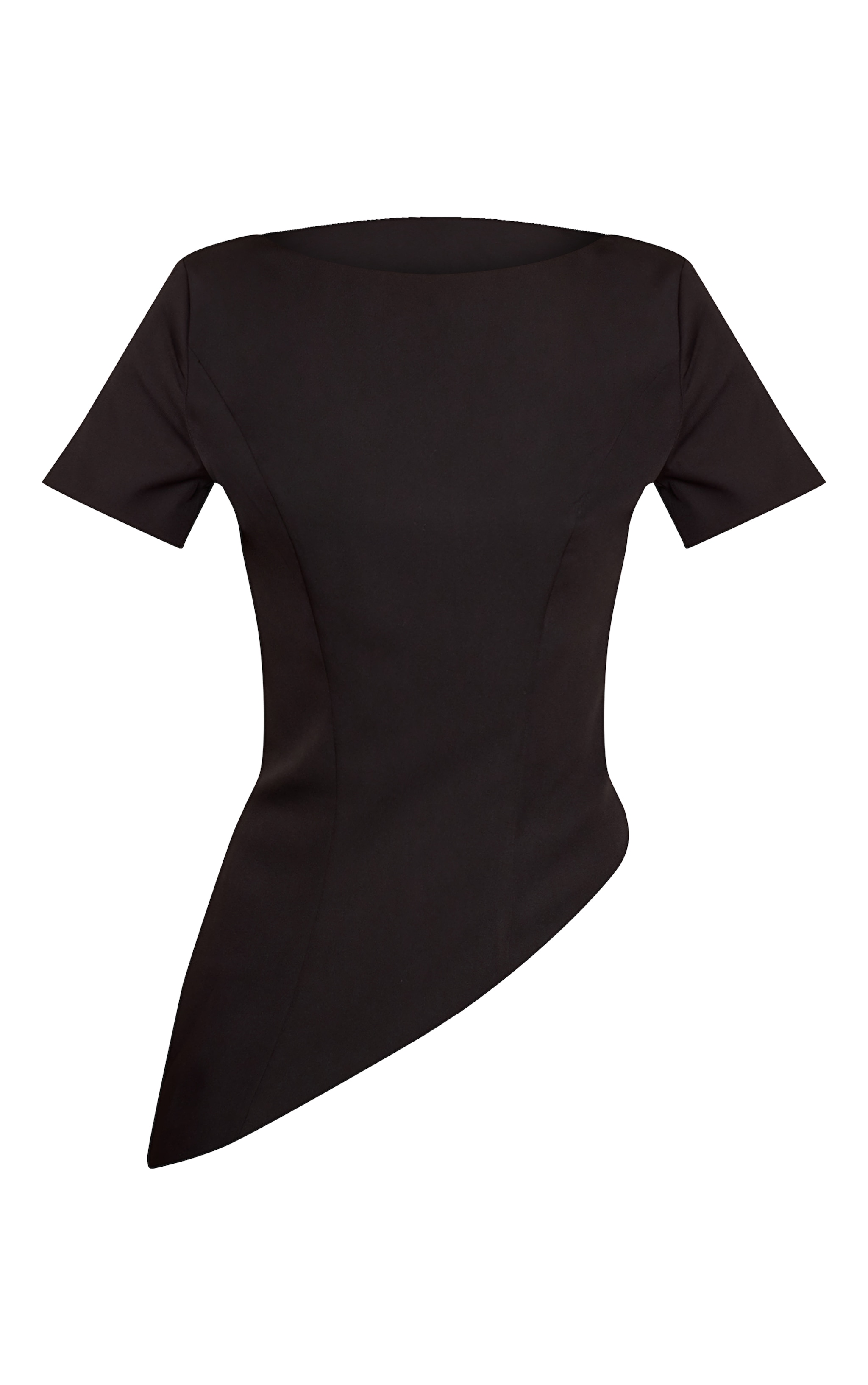 Top structuré tissé noir à ourlet asymétrique image 5