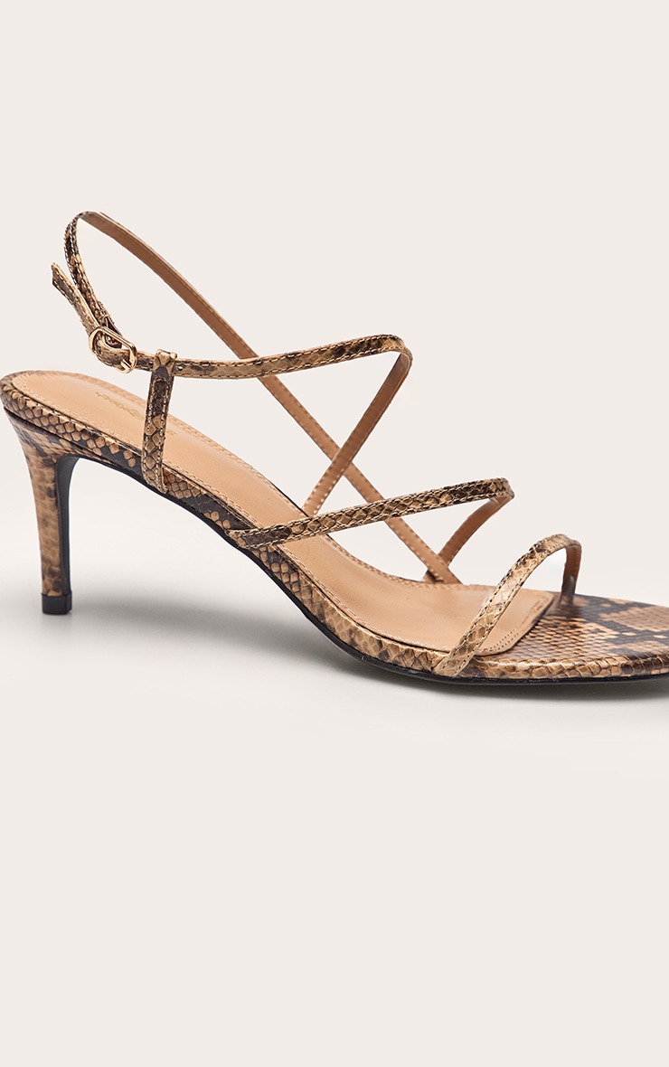 Brown Snake Strappy Round Toe Heeled Sandal image 5