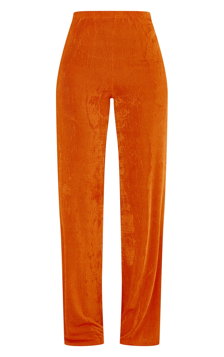 Rust Acetate Slinky High Waist Wide Leg Pants image 5