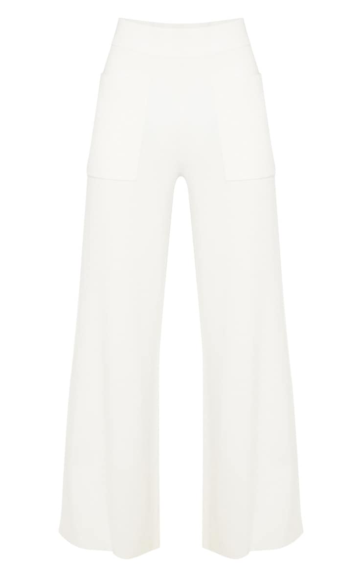 Cream Pocket Front Knitted Trousers PrettyLittleThing USA