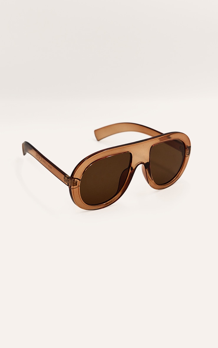 Toffee Round Chunky Frame Aviator Sunglasses image 3