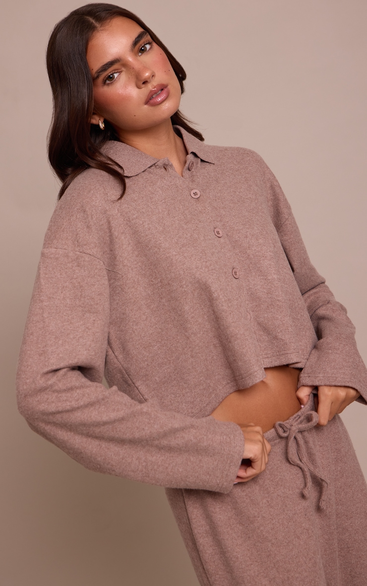 Mushroom Brushed Rib Button Shirt
