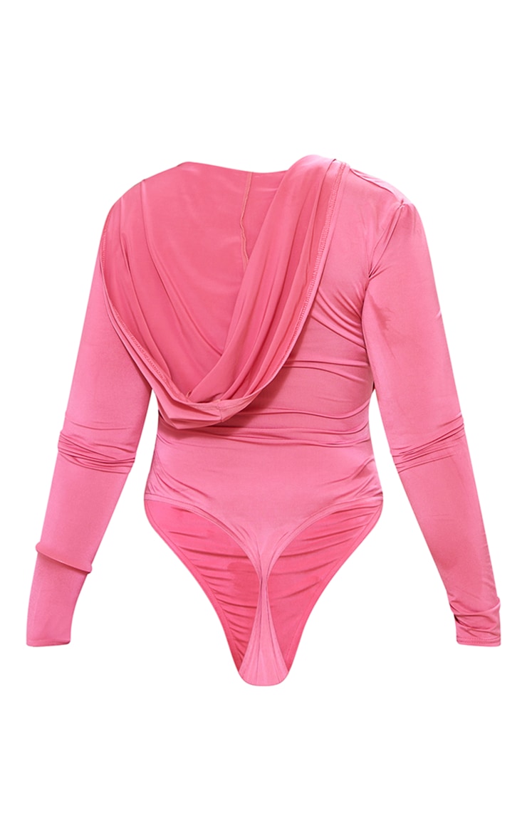 Shape Hot Pink Slinky Cowl Neck Long Sleeve Bodysuit image 6