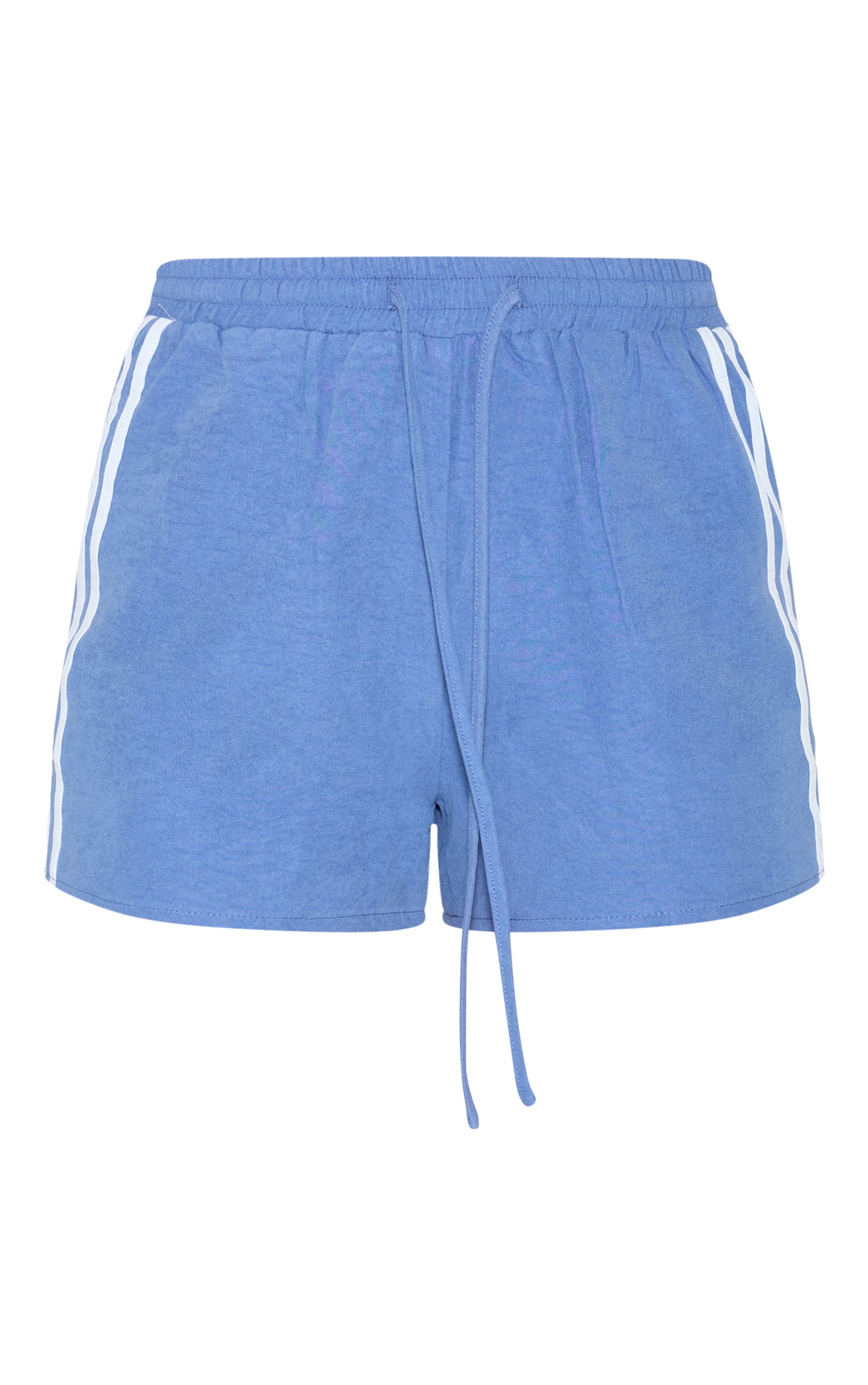 Sky Blue Peachskin Contrast Stripe Shorts image 6
