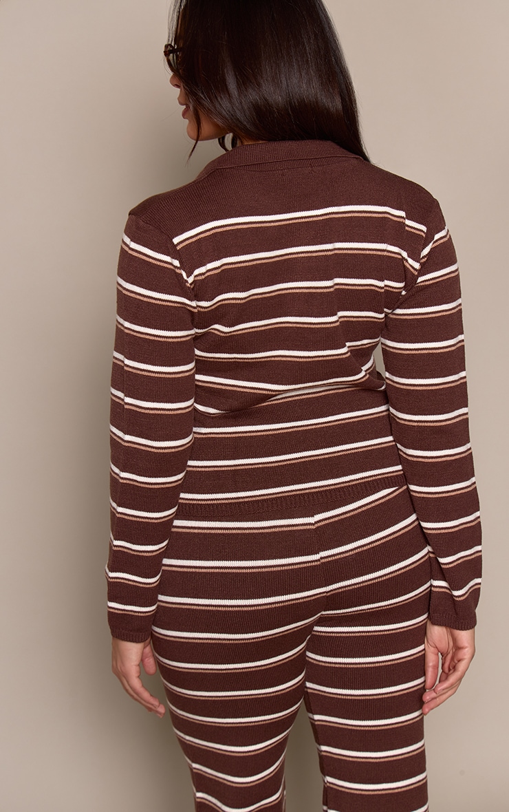 Plus Chocolate Striped Compact Knit Sweater image 2