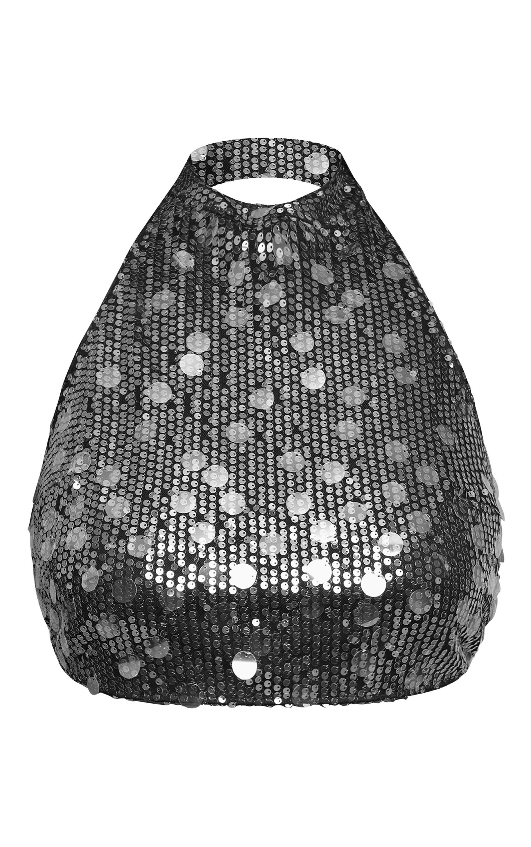 Plus Black Sequin High Neck Scoop Back Crop Top image 5