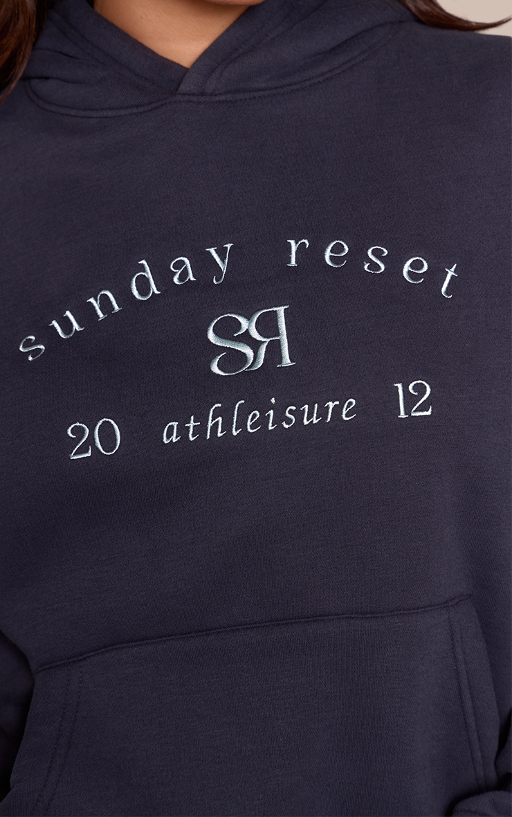 Plus Navy Sunday Reset Embroided Hoodie image 4