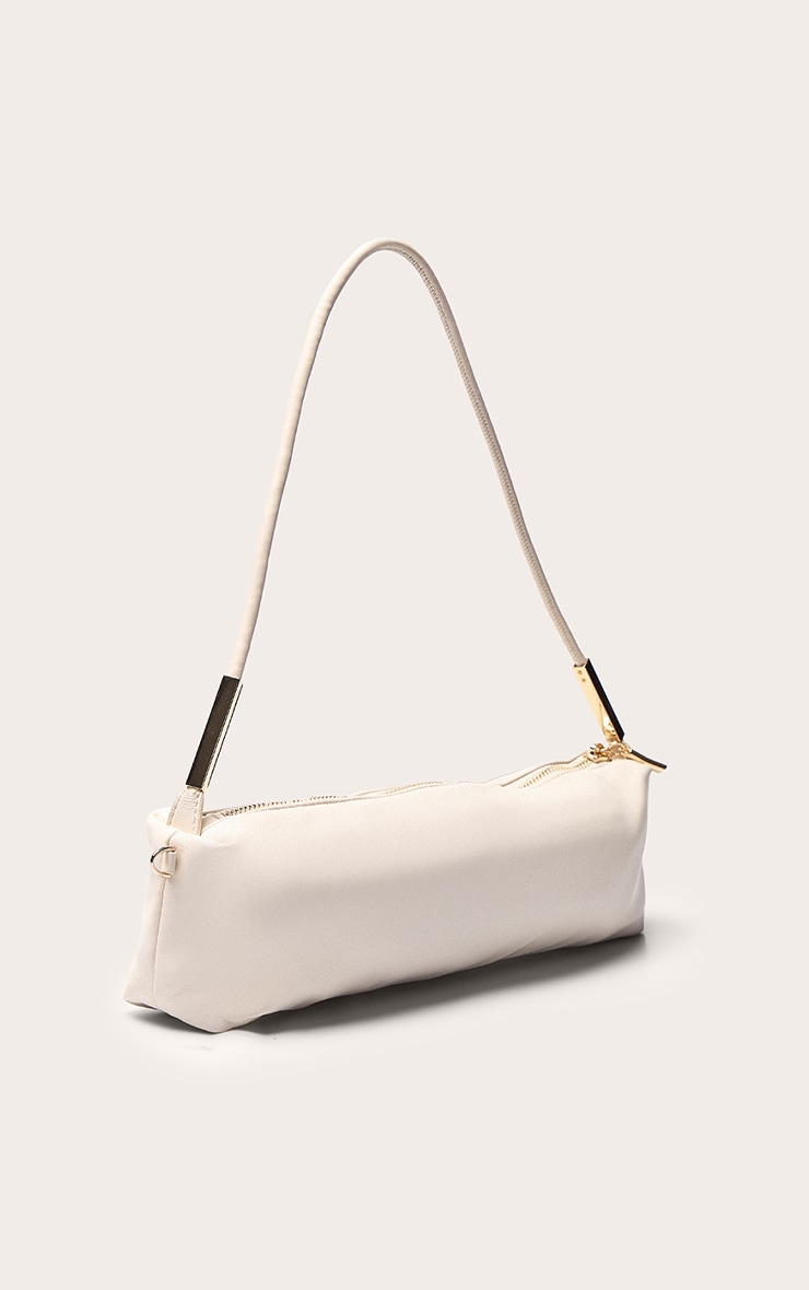 Cream Soft PU Gold Hardware Shoulder Bag image 3