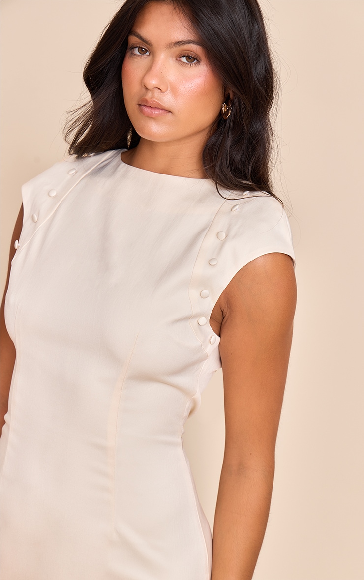 Butter Cream Woven Button Detail Cap Sleeve Mini Dress image 4