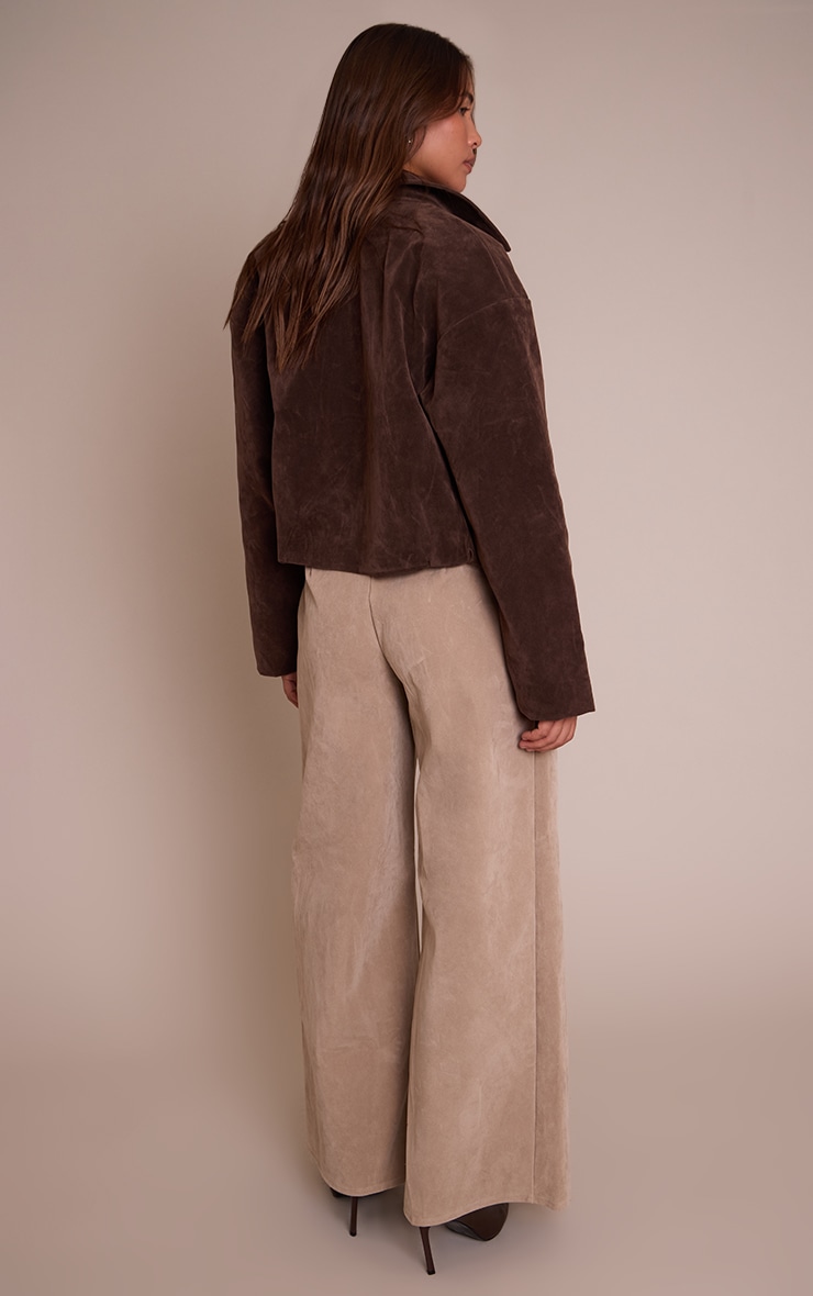 Sand Faux Suede Wide Leg Pants image 3