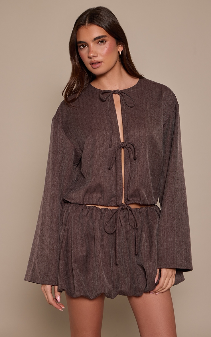 Brown Brushed Puffball Skirt image 2