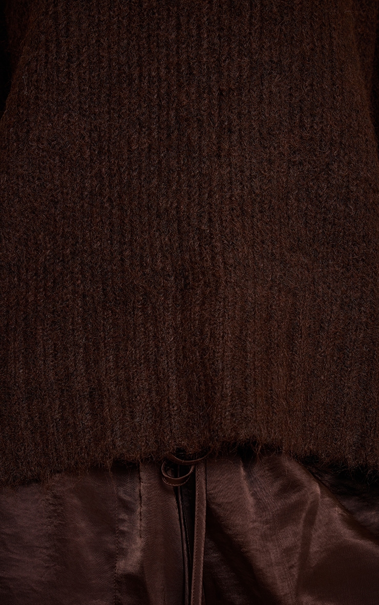 Chocolate Rib Detail Oversized Sweater image 4