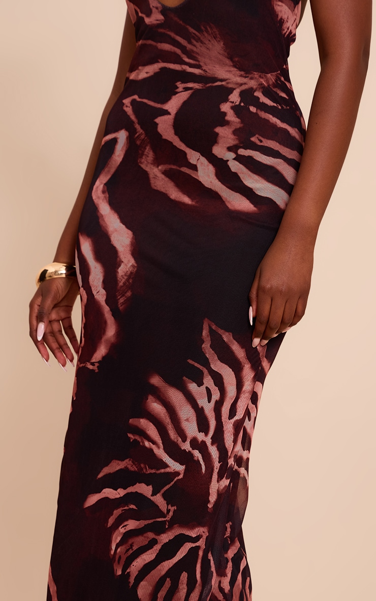 Brown Zebra Print Halterneck Maxi Dress image 4
