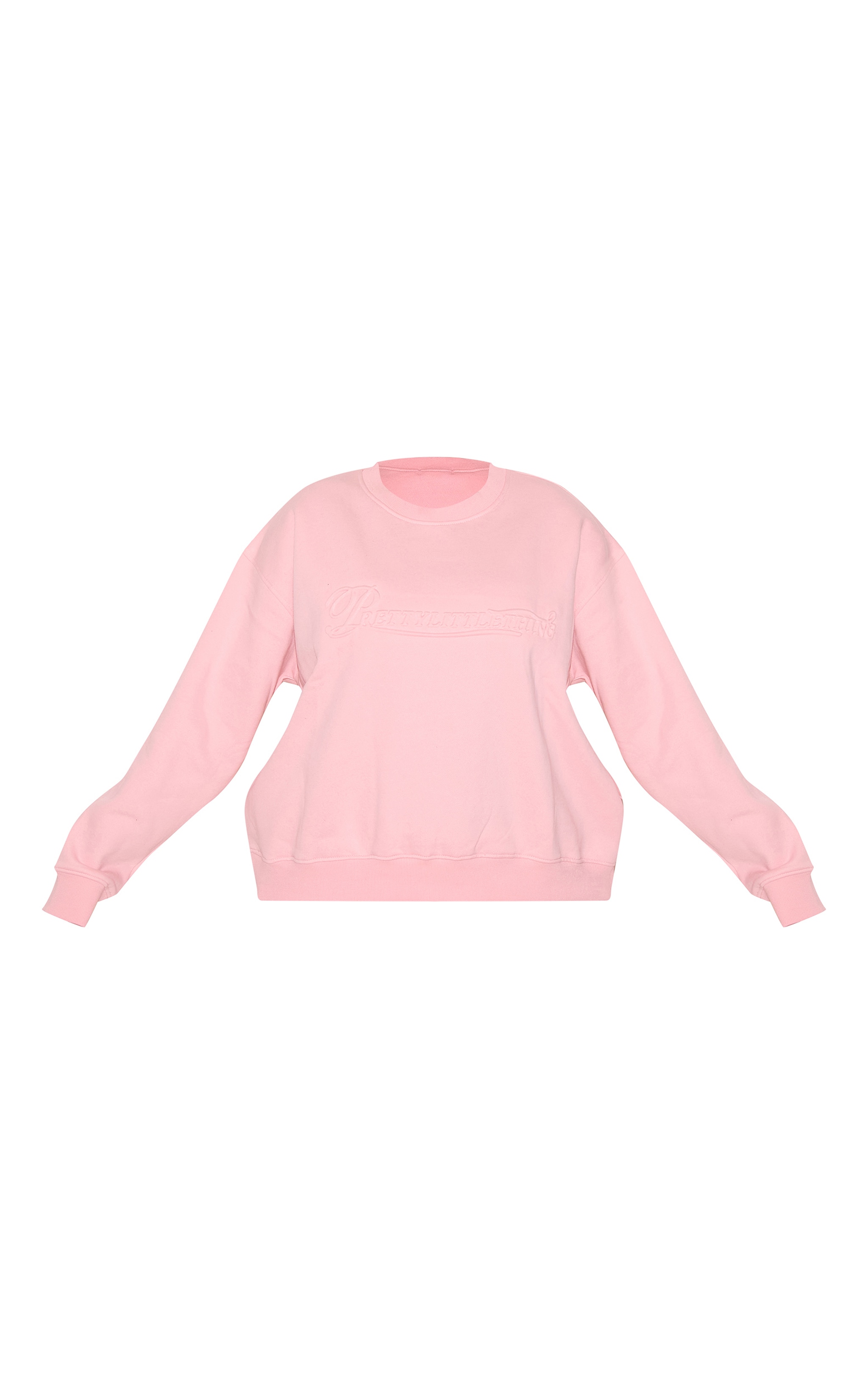Plus Baby Pink Embossed Graphic Oversized Sweatshirt image 5
