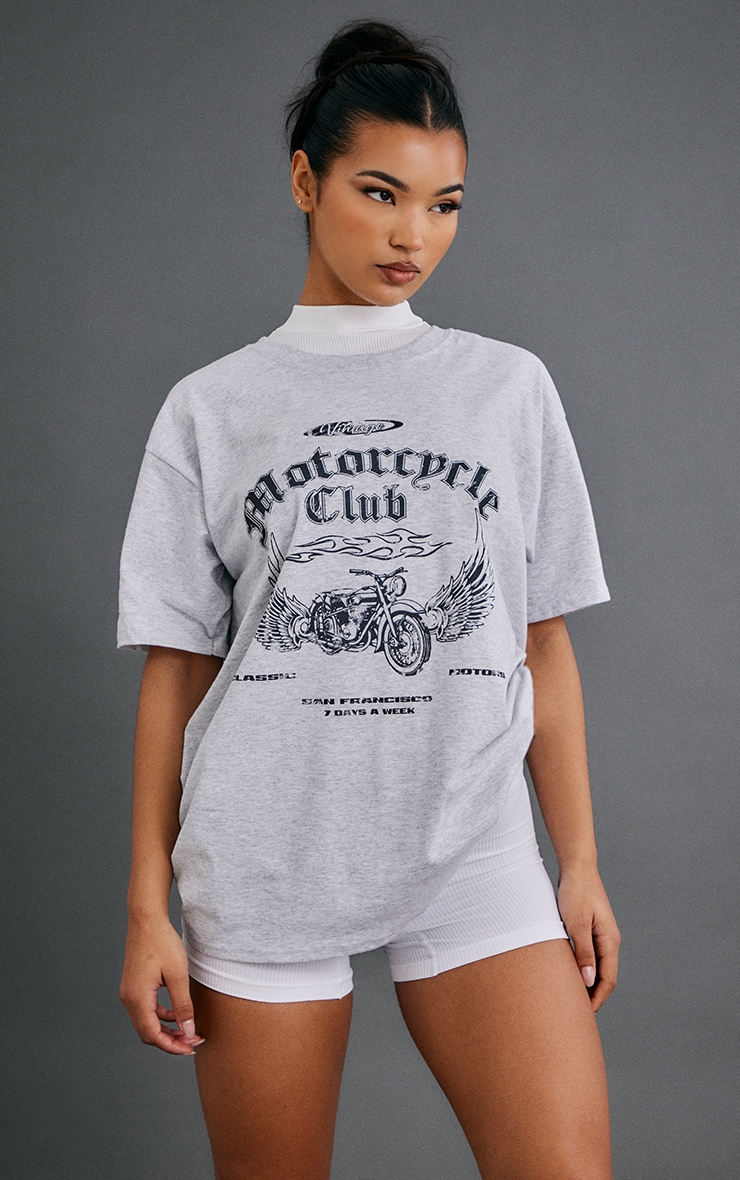 Ash Grey Motorcycle Club Printed T Shirt image 4