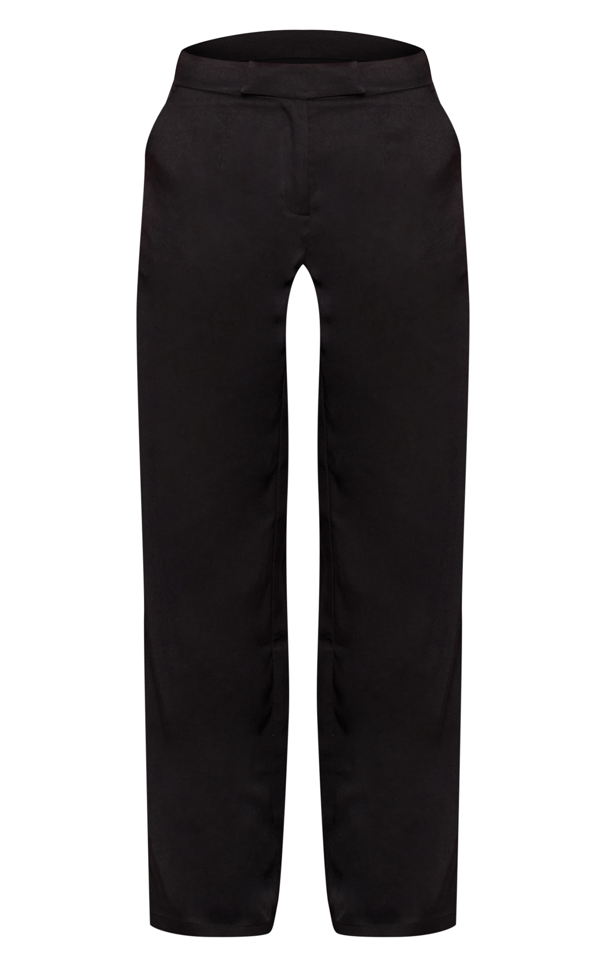 Black Woven Tailored Waistband Pants image 5