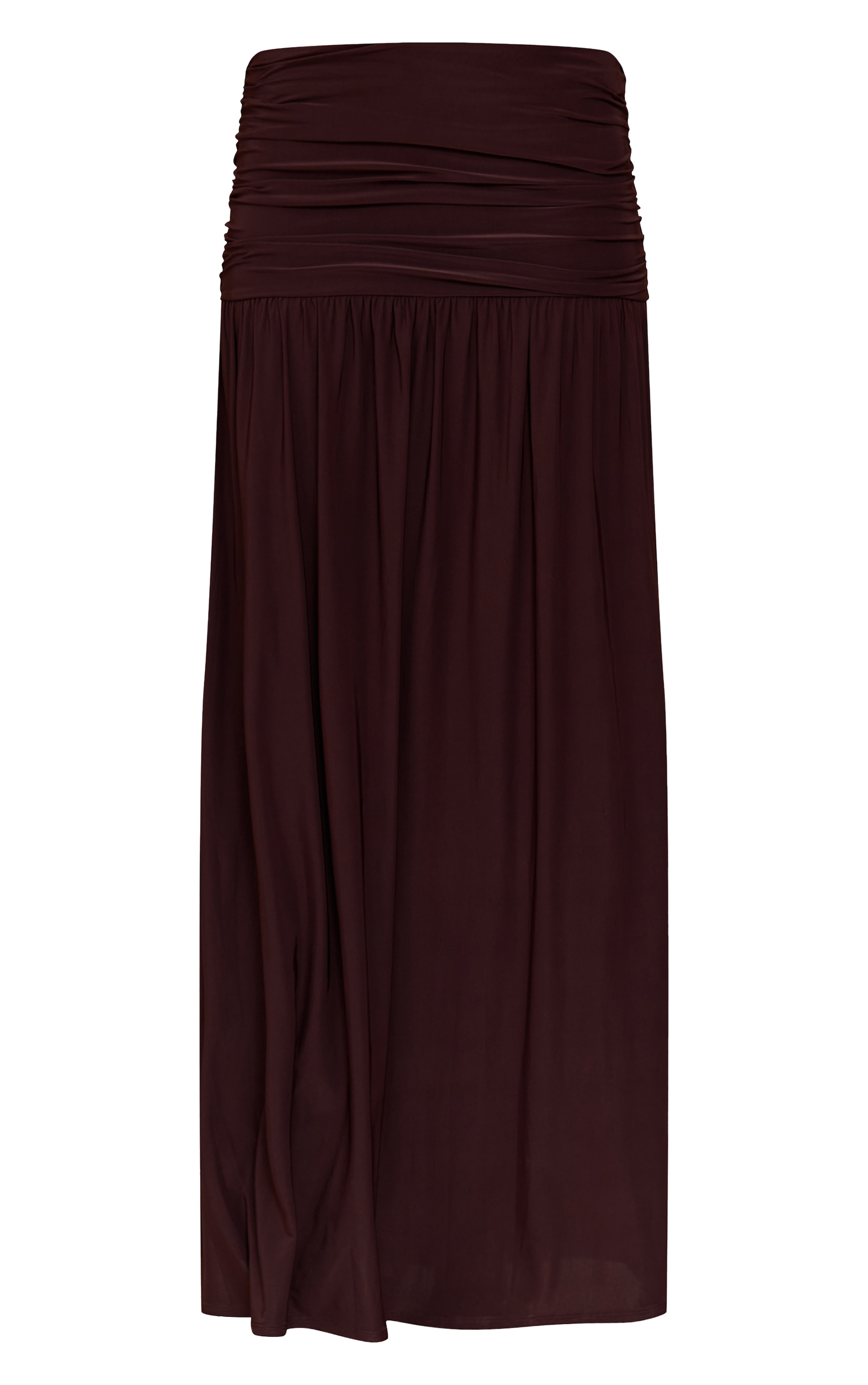 Chocolate Overlay Detail Double Layer Slinky Maxi Skirt image 5