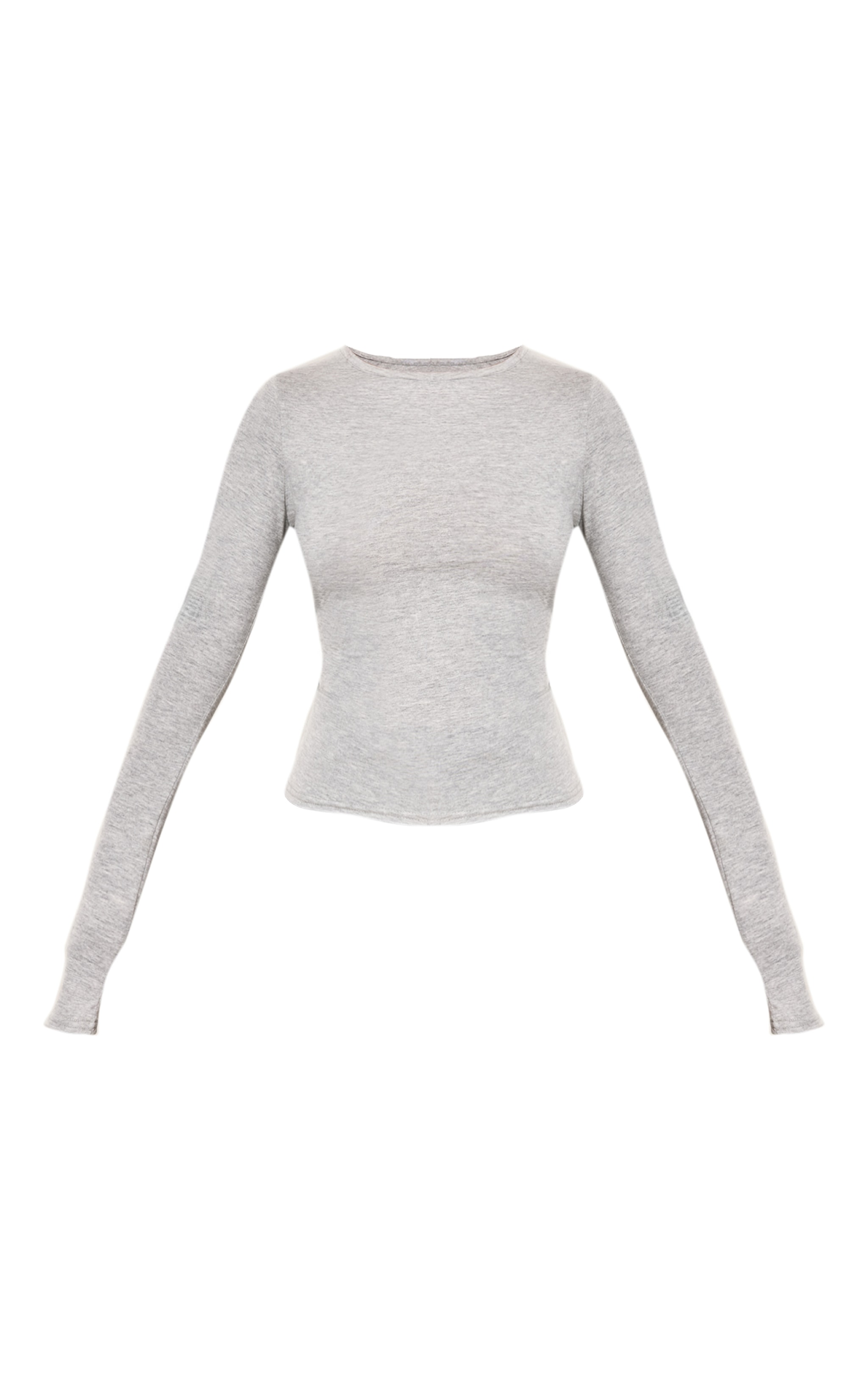 Grey Marl Cotton Crew Neck Long Sleeve Top image 5