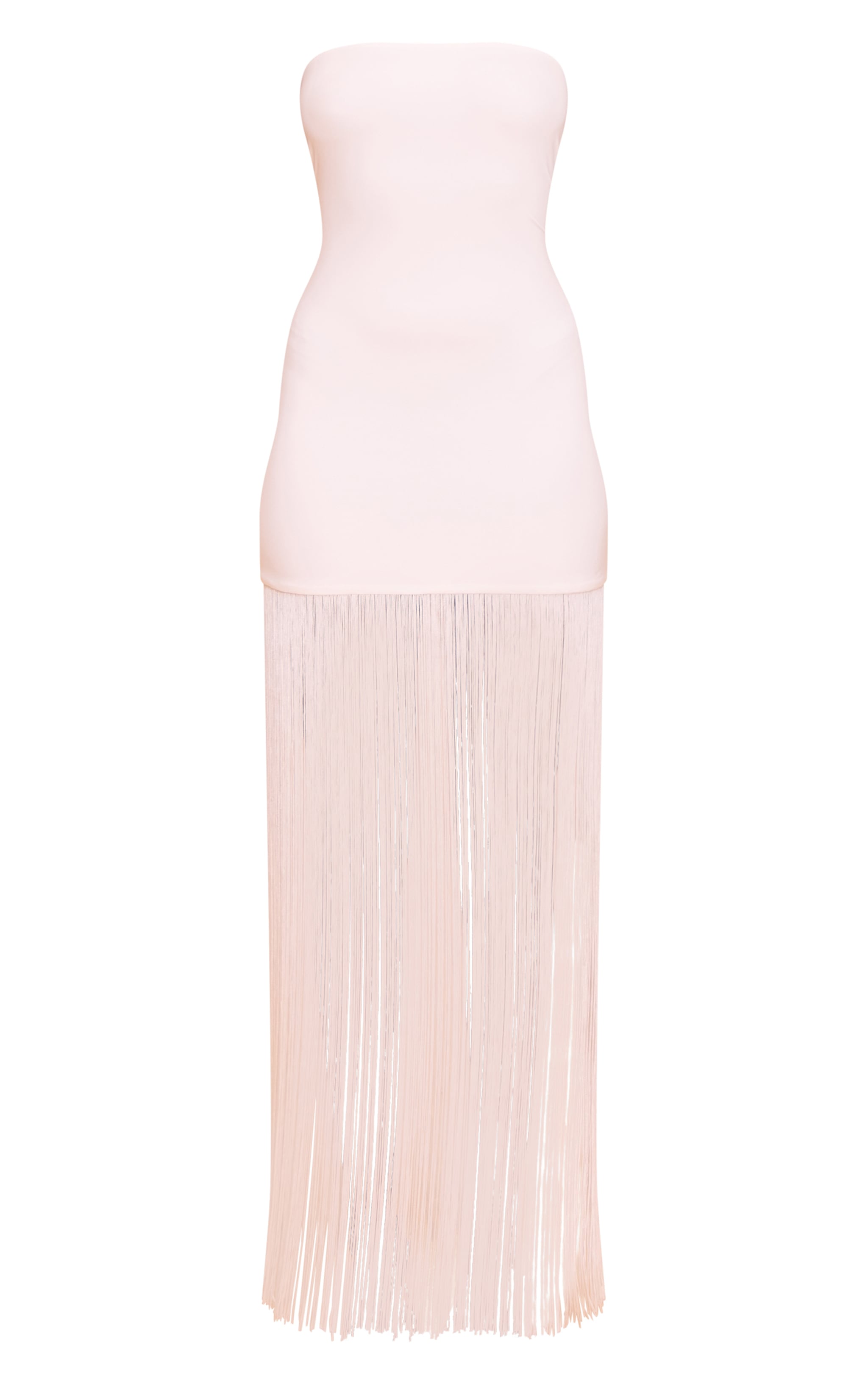 Cream Soft Touch Bandeau Fringe Maxi Dress image 5
